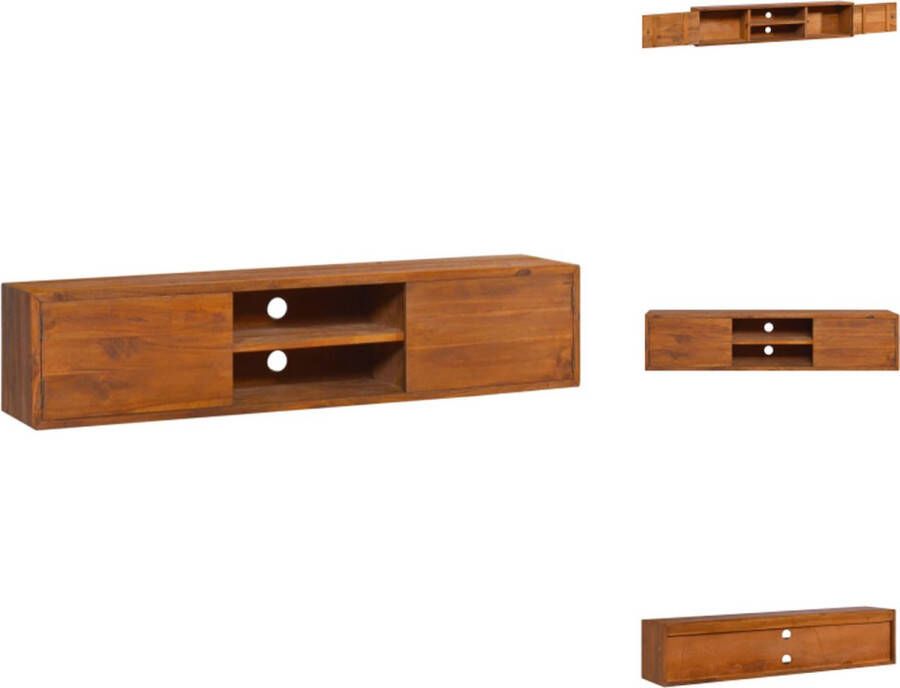 VidaXL Tv-kast Tv-kasten Houten Televisiekast Houten Televisiekasten Tv-meubel wandmontage 135x30x30 cm massief teakhout
