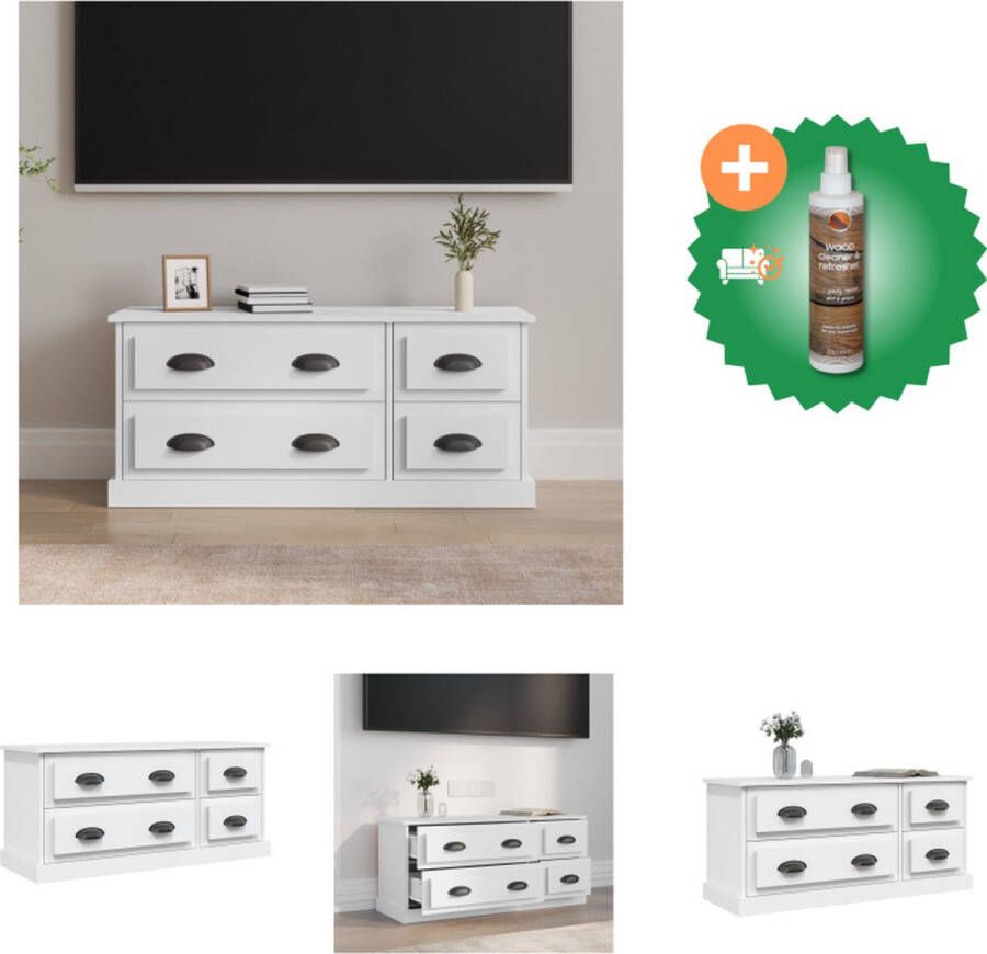 VidaXL Tv-meubel Mediakast 100 x 35.5 x 45 cm wit hout Kast Inclusief Houtreiniger en verfrisser