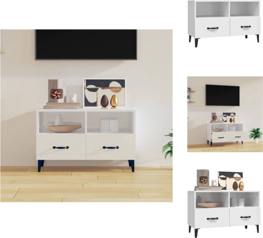 VidaXL Tv-kast Tv-kasten Tv-meubel Hifi-meubel Tv-meubel 80x36x50 cm bewerkt hout hoogglans wit