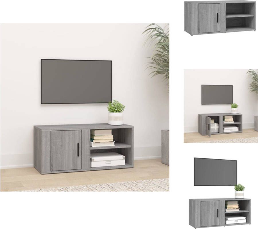 VidaXL TV-meubel Mediakast grijs sonoma eiken 80x31.5x36 cm opbergruimte deurmontage Kast