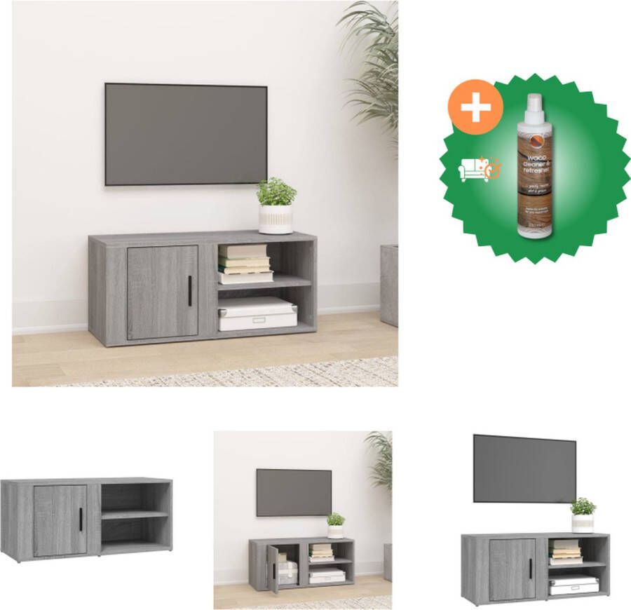 VidaXL TV-meubel Mediakast grijs sonoma eiken 80x31.5x36 cm opbergruimte deurmontage Kast Inclusief Houtreiniger en verfrisser