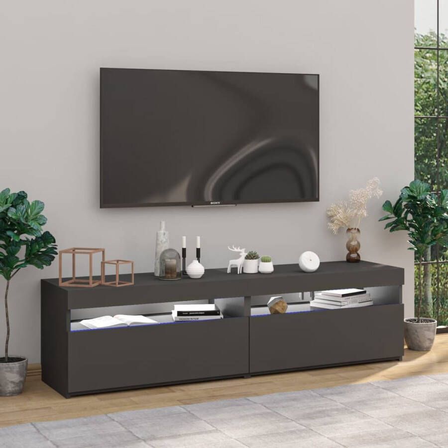 VidaXL TV-meubel Mediakasten 75 x 35 x 40 cm Grijs hout Met RGB LED-verlichting Kast