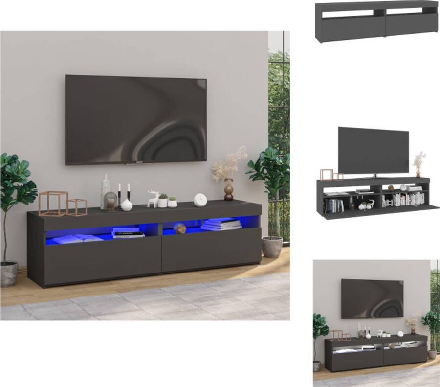 vidaXL TV-meubel Mediakasten 75 x 35 x 40 cm Grijs hout Met RGB LED-verlichting Kast