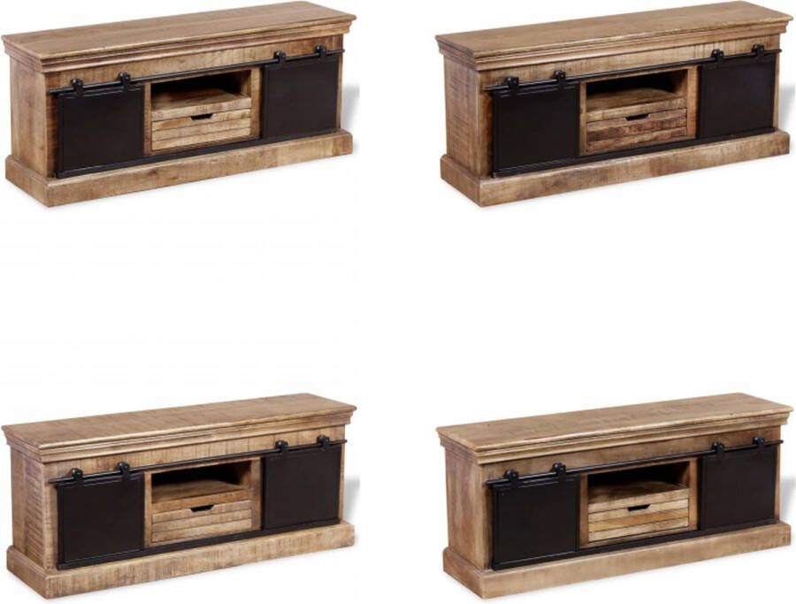 VidaXL Tv-meubel met 2 schuifdeuren 110x30x45 cm massief mangohout Tv-kast Tv-kasten Tv-standaard Tv-standaarden