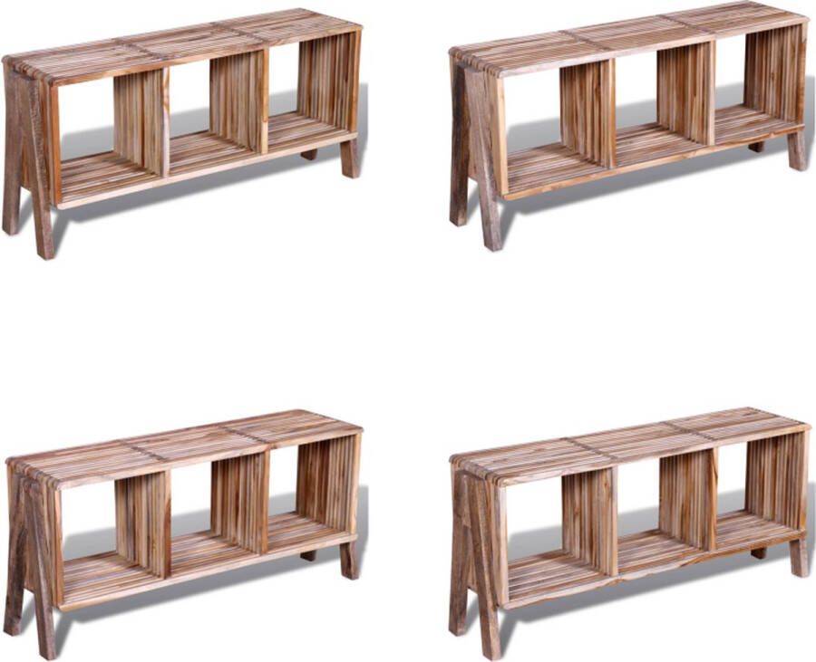 VidaXL Tv-meubel met 3 compartimenten stapelbaar gerecycled teak Tv-meubel Tv-meubelen Tv-meubilair Televisiekast
