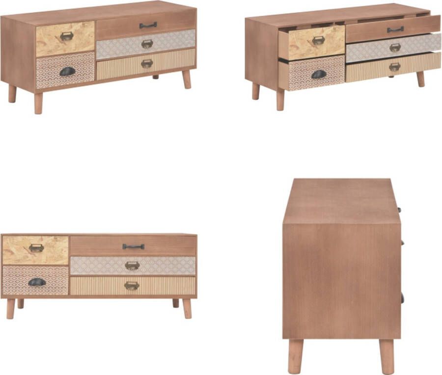 VidaXL Tv-meubel met 5 lades 90x30x40 cm massief grenenhout Tv-meubel Tv-meuvels Tv Meubel Tv Meubels