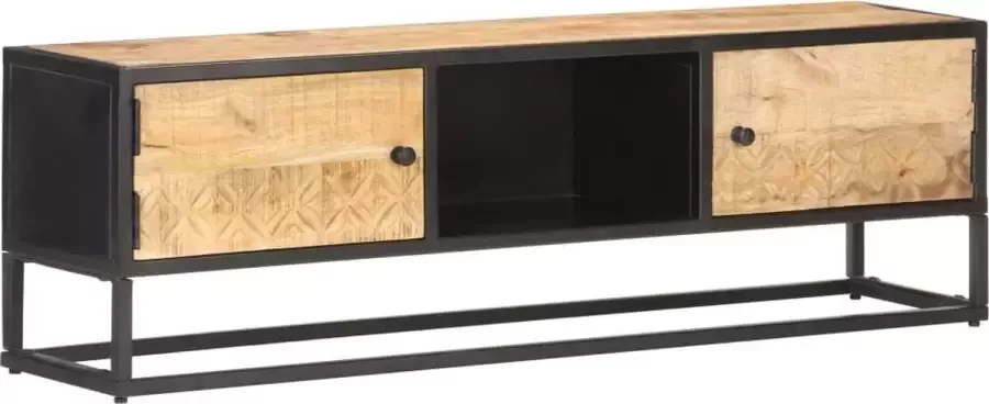 VidaXL Tv meubel met bewerkte deur 130x30x40 cm ruw mangohout