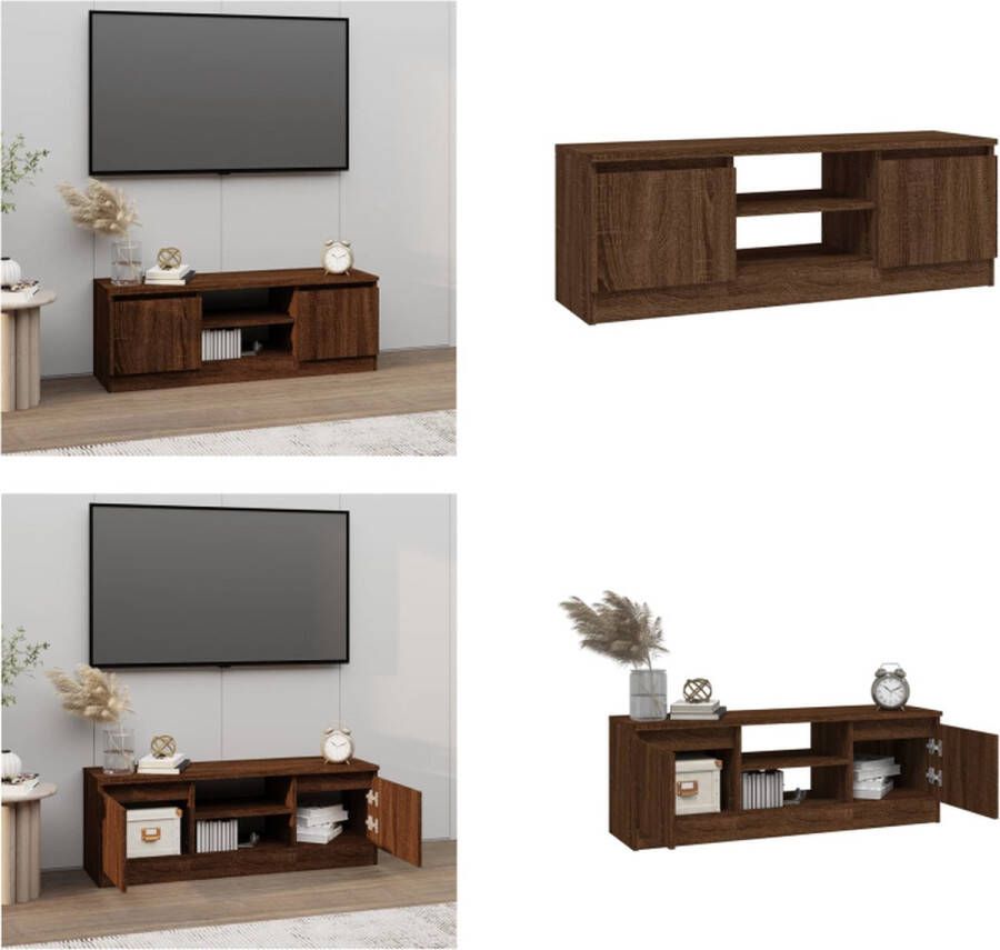 vidaXL Tv-meubel met deur 102x30x36 cm bruineikenkleurig Tv-kast Tv-kasten Tv-meubel Hifi-meubel