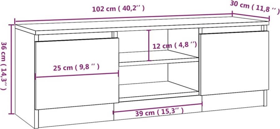 VidaXL -Tv-meubel-met-deur-102x30x36-cm-gerookt-eikenkleurig