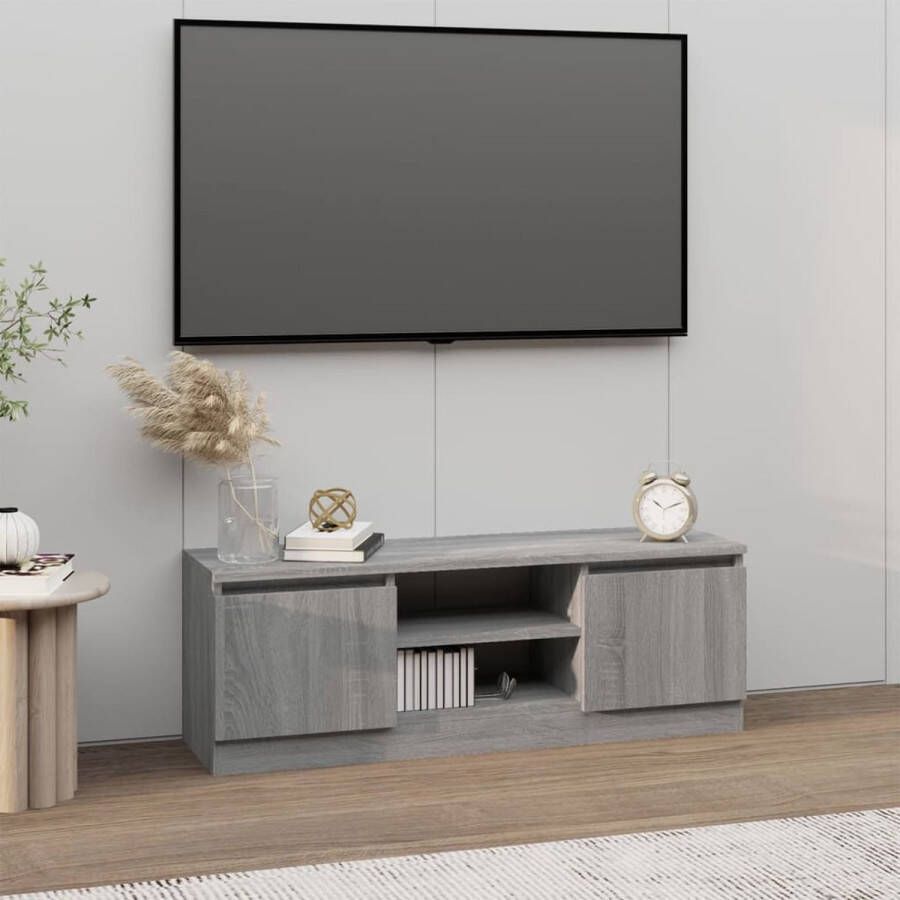 VidaXL -Tv-meubel-met-deur-102x30x36-cm-grijs-sonoma-eikenkleurig - Foto 2