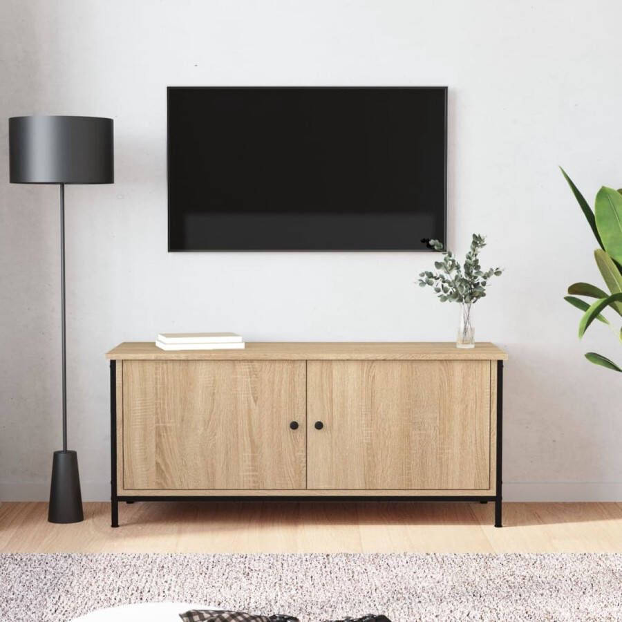 VidaXL Tv meubel met deuren 102x35x45 cm spaanplaat lichtbruin