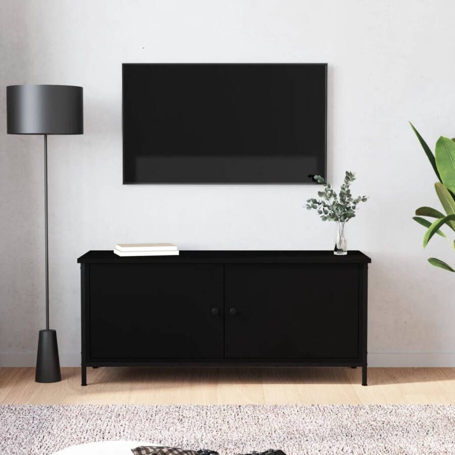 vidaXL Tv meubel met deuren 102x35x45 cm spaanplaat zwart