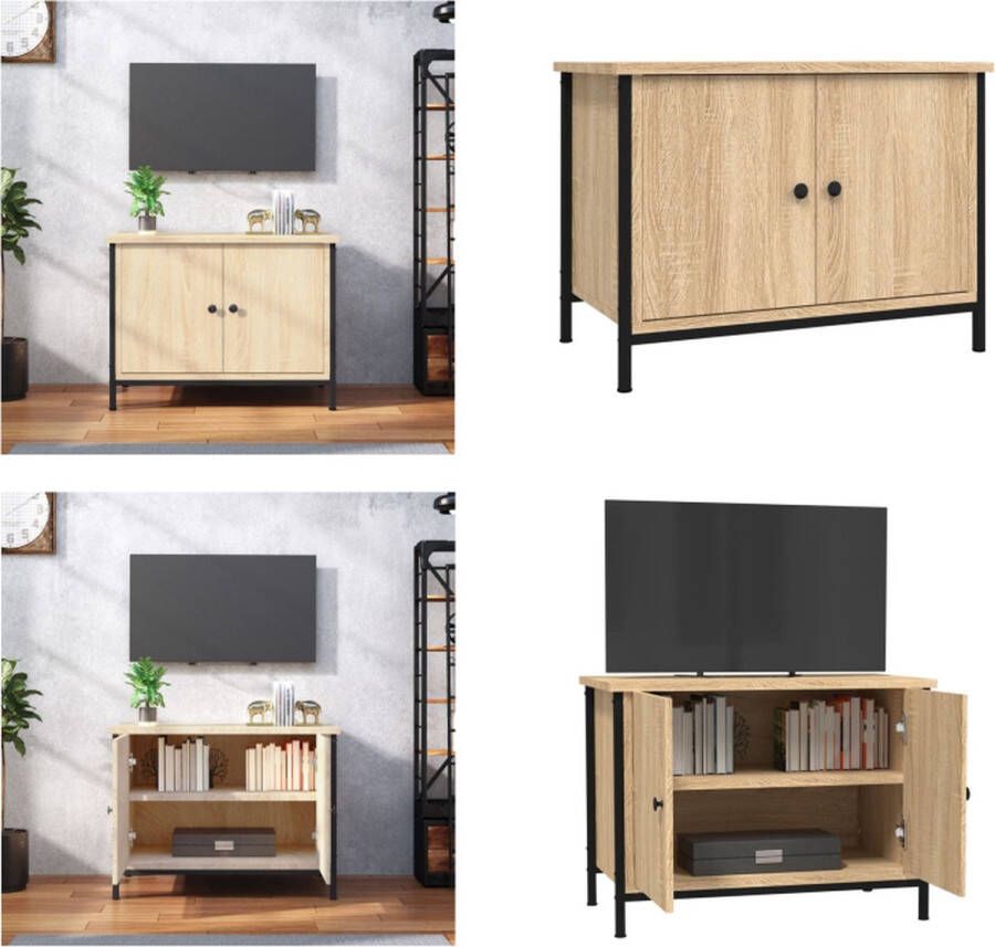 vidaXL Tv-meubel met deuren 60x35x45 cm bewerkt hout sonoma eikenkleur Tv-meubel Tv-meubelen Tv-standaard Televisiemeubel