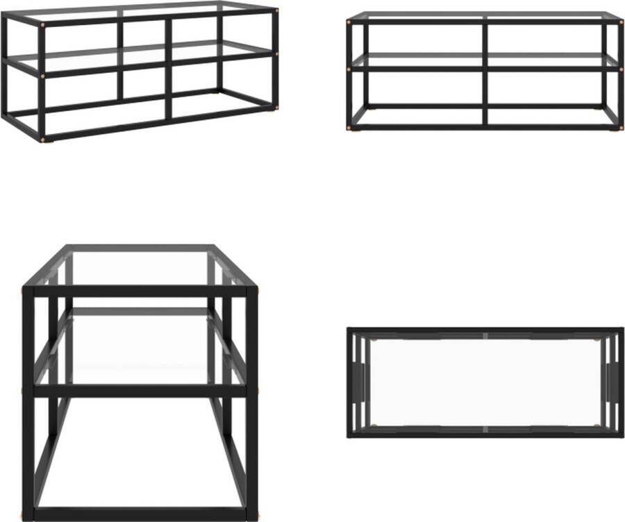 vidaXL Tv-meubel met gehard glas 100x40x40 cm zwart Tv-kast Tv-kasten Televisiekast Televisiekasten