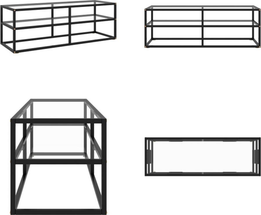 vidaXL Tv-meubel met gehard glas 120x40x40 cm zwart Tv-kast Tv-kasten Televisiekast Televisiekasten