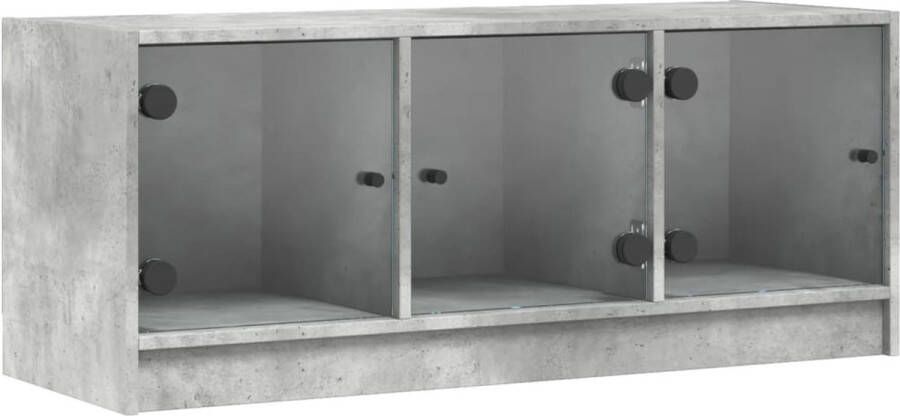 VidaXL -Tv-meubel-met-glazen-deuren-102x37x42-cm-betongrijs - Foto 8