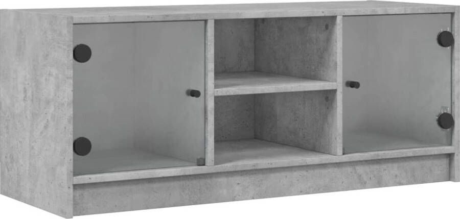 VidaXL -Tv-meubel-met-glazen-deuren-102x37x42-cm-betongrijs - Foto 7