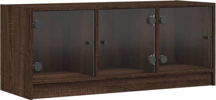 VidaXL -Tv-meubel-met-glazen-deuren-102x37x42-cm-bruineikenkleurig - Foto 6