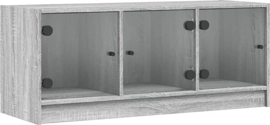 VidaXL -Tv-meubel-met-glazen-deuren-102x37x42-cm-grijs-sonoma-eiken - Foto 7