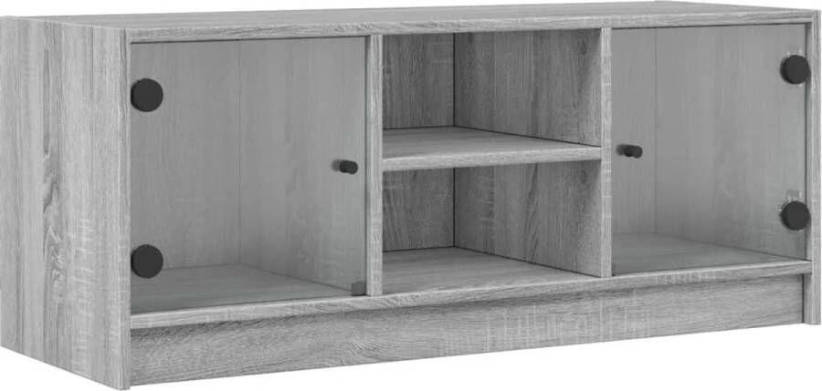 VidaXL -Tv-meubel-met-glazen-deuren-102x37x42-cm-grijs-sonoma-eiken - Foto 6