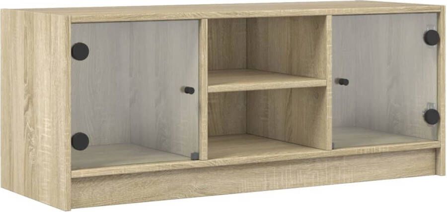 VidaXL Tv-meubel met glazen deuren sonoma eiken Tv-meubel Salontafel Houten Tv-meubel Tv Stand Mediastand