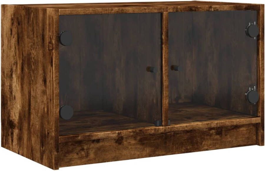 VidaXL -Tv-meubel-met-glazen-deuren-68x37x42-cm-gerookt-eikenkleurig - Foto 4