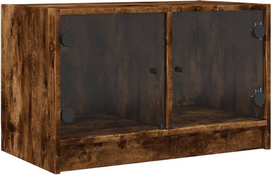 VidaXL Tv-meubel Gerookt Eiken Glazen Deuren Tv-meubel Tv-meubelen Tv-standaard Televisiemeubel