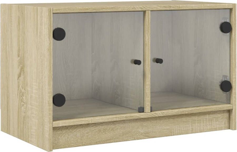 VidaXL Tv-meubel met glazen deuren Sonoma Eiken Tv-meubel Salontafel Houten Meubilair Bruine Meubels Tv Stand