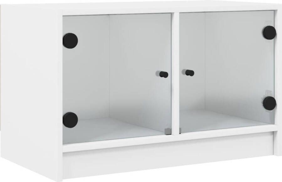 VidaXL -Tv-meubel-met-glazen-deuren-68x37x42-cm-wit - Foto 4
