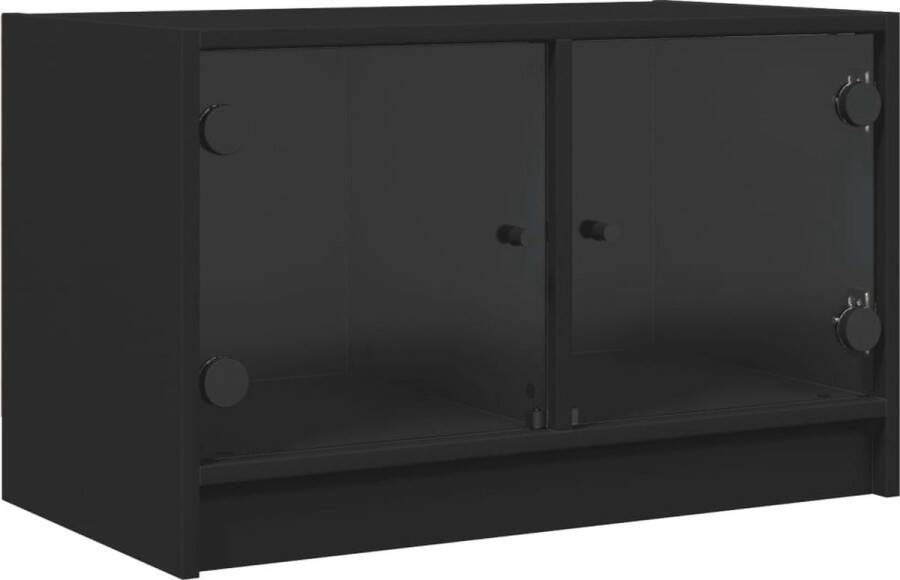 VidaXL -Tv-meubel-met-glazen-deuren-68x37x42-cm-zwart - Foto 4