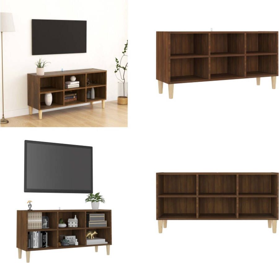 VidaXL Tv-meubel met houten poten 103-5x30x50 cm bruineikenkleurig Tv-meubel Tv-meubelen Tv-kast Televisiemeubel