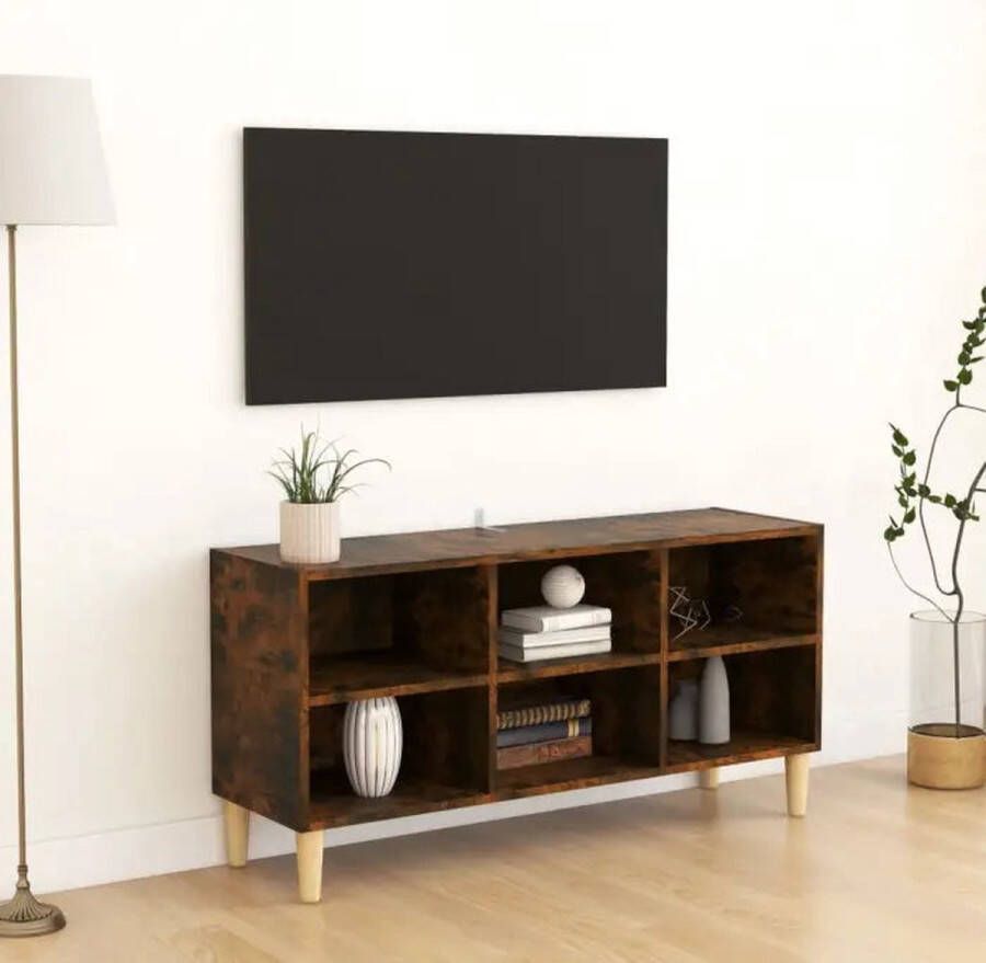 VidaXL -Tv-meubel-met-houten-poten-103 5x30x50-cm-gerookt-eikenkleurig