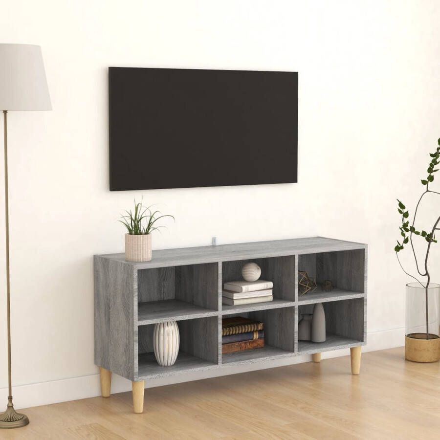 VidaXL -Tv-meubel-met-houten-poten-103 5x30x50-cm-grijs-sonoma-eiken