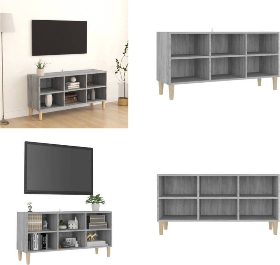 VidaXL Tv-meubel met houten poten 103-5x30x50 cm grijs sonoma eiken Tv-meubel Tv-meubelen Tv-kast Televisiemeubel