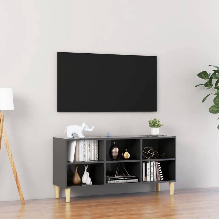 VidaXL -Tv-meubel-met-houten-poten-103 5x30x50-cm-hoogglans-grijs