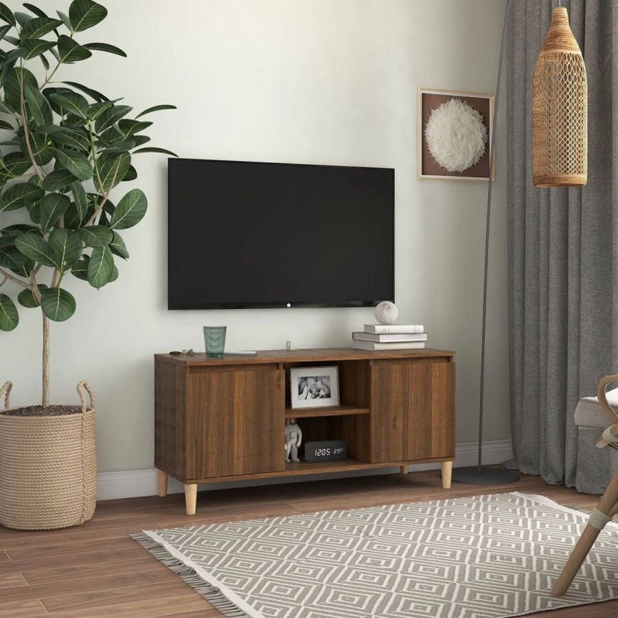 VidaXL -Tv-meubel-met-houten-poten-103 5x35x50-cm-bruineikenkleurig