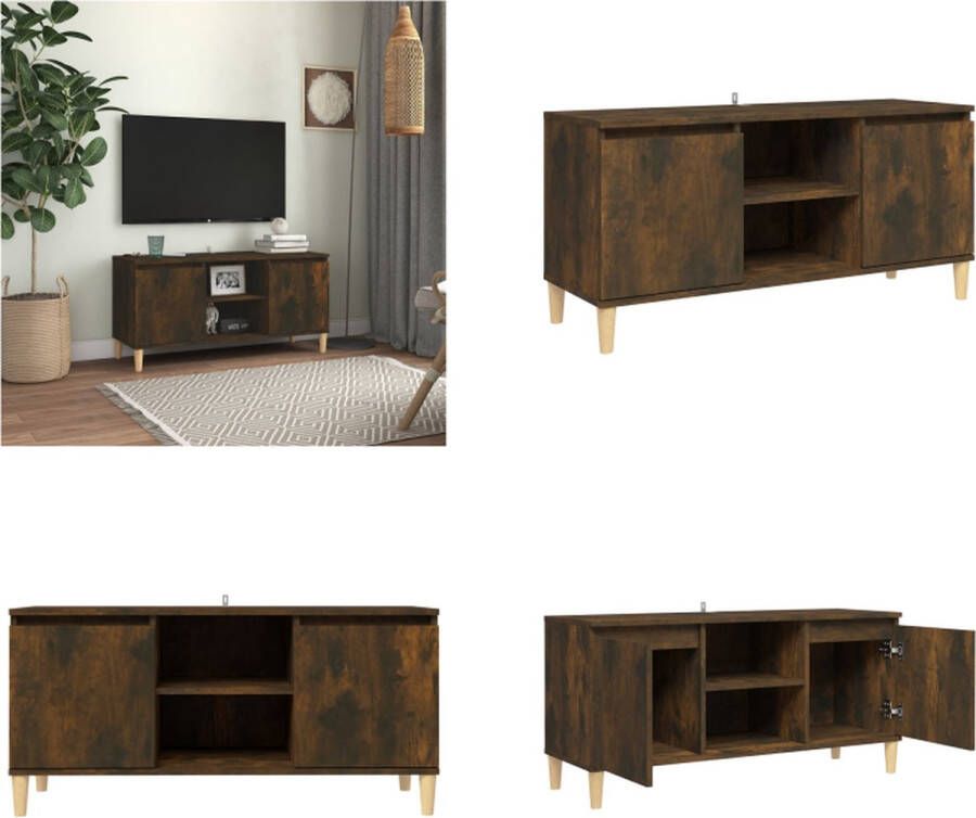 VidaXL Tv-meubel met houten poten 103-5x35x50 cm gerookt eikenkleurig Tv-meubel Tv-meubelen Stereokast Televisiemeubel