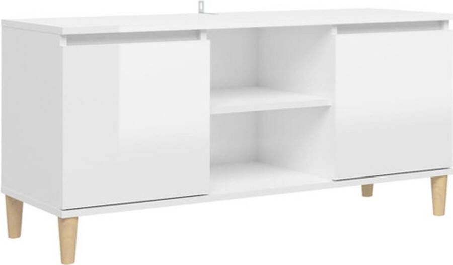 VidaXL -Tv-meubel-met-houten-poten-103 5x35x50-cm-hoogglans-wit - Foto 3