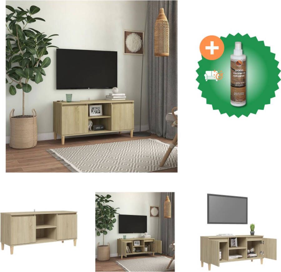 VidaXL Tv-meubel met houten poten 103-5x35x50 cm sonoma eikenkleurig Kast Inclusief Houtreiniger en verfrisser