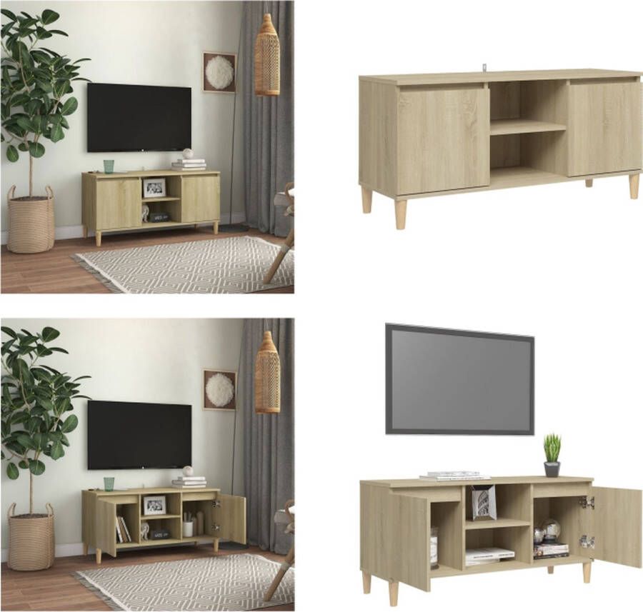 VidaXL Tv-meubel met houten poten 103-5x35x50 cm sonoma eikenkleurig Tv-kast Tv-kasten Tv-standaard Tv-standaarden