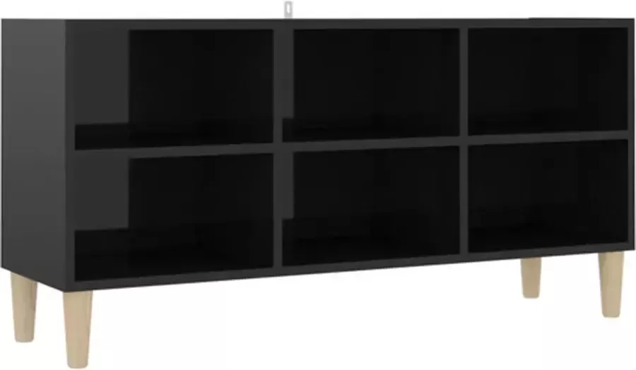 VIDAXL Tv-meubel met houten poten 103 5x30x50 cm hoogglans zwart - Foto 2