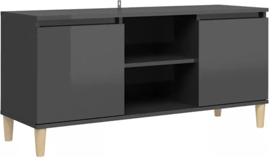 VidaXL -Tv-meubel-met-houten-poten-103 5x35x50-cm-hoogglans-grijs - Foto 3