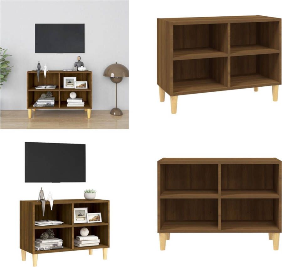 VidaXL Tv-meubel met houten poten 69-5x30x50 cm bruineikenkleurig Tv-meubel Tv-meubelen Tv-kast Televisiemeubel