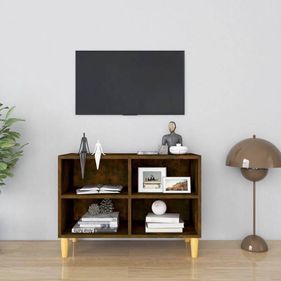 VidaXL -Tv-meubel-met-houten-poten-69 5x30x50-cm-gerookt-eikenkleurig