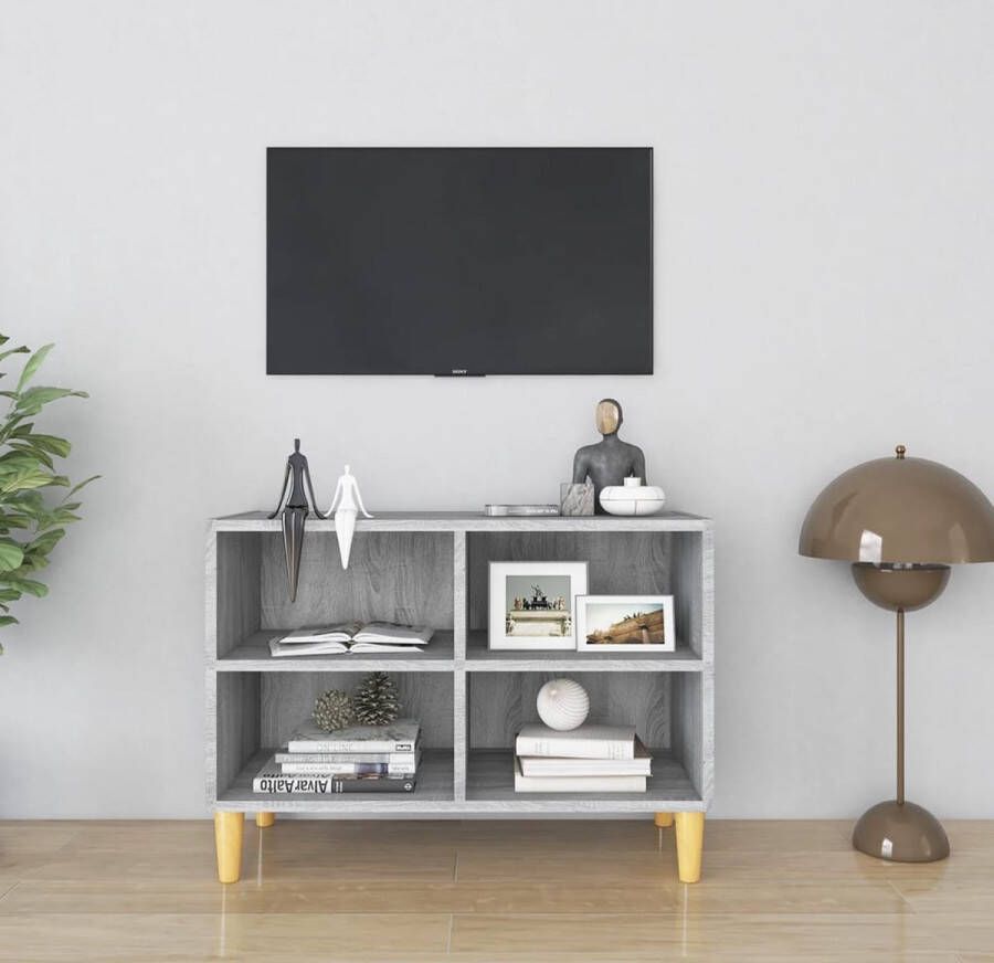 VidaXL -Tv-meubel-met-houten-poten-69 5x30x50-cm-grijs-sonoma-eiken - Foto 1