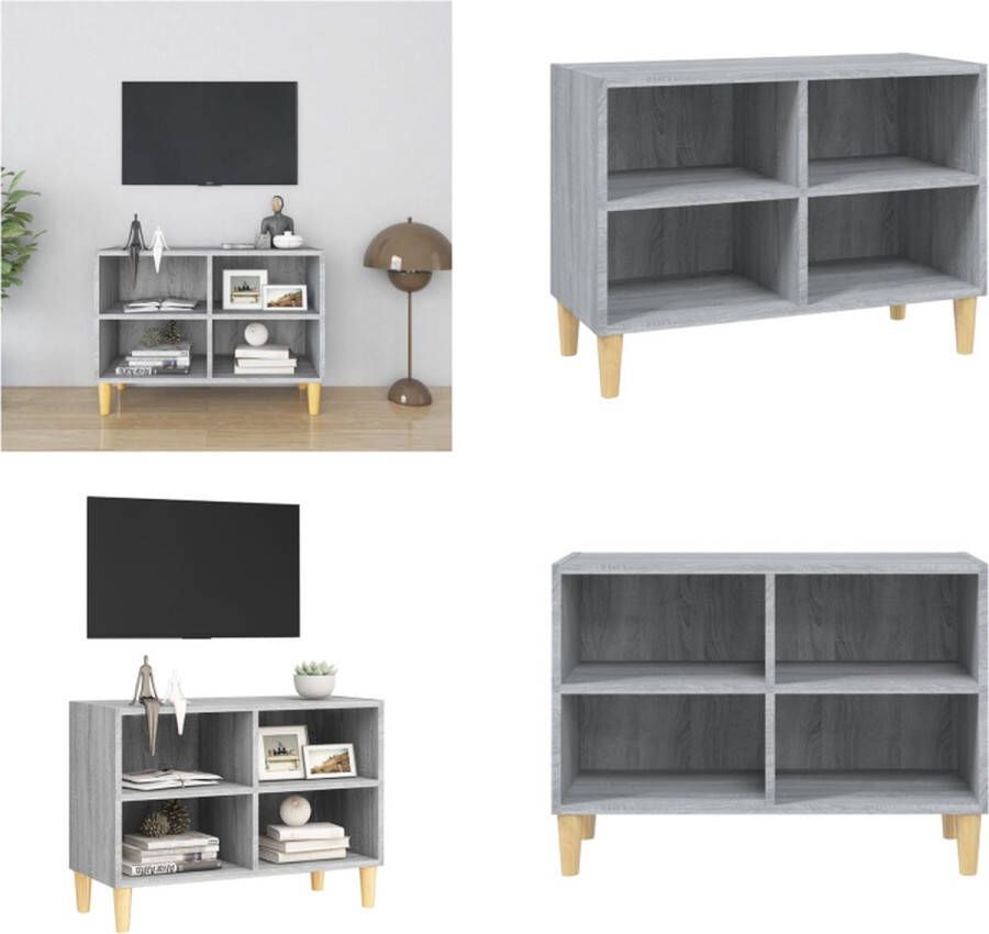 VidaXL Tv-meubel met houten poten 69-5x30x50 cm grijs sonoma eiken Tv-meubel Tv-meubelen Tv-kast Televisiemeubel