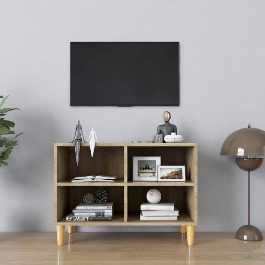 VidaXL -Tv-meubel-met-houten-poten-69 5x30x50-cm-sonoma-eikenkleurig - Foto 1