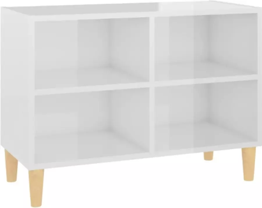 VidaXL -Tv-meubel-met-houten-poten-69 5x30x50-cm-hoogglans-wit - Foto 2