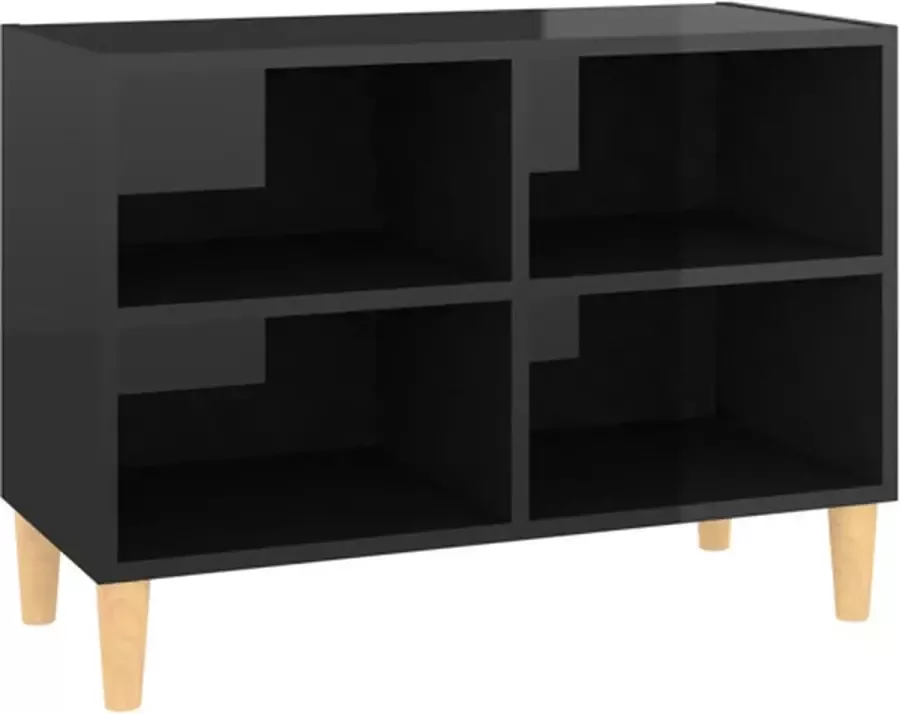 VidaXL -Tv-meubel-met-houten-poten-69 5x30x50-cm-hoogglans-zwart - Foto 3