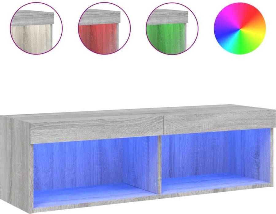 VidaXL -Tv-meubel-met-LED-verlichting-100x30x30-cm-grijs-sonoma-eiken - Foto 3